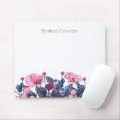 Chic Dusty Blue Pink Wilde Blume Mousepad (Mit Mouse)