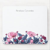 Chic Dusty Blue Pink Wilde Blume Mousepad (Vorne)