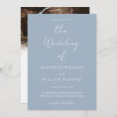 Chic Dusty Blue QR Code UAWG Hochzeit Einladung (Vorne/Hinten)