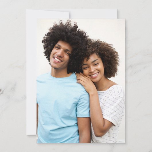 Chic Dusty Blue Script Foto Wedding Save the Date (Rückseite)