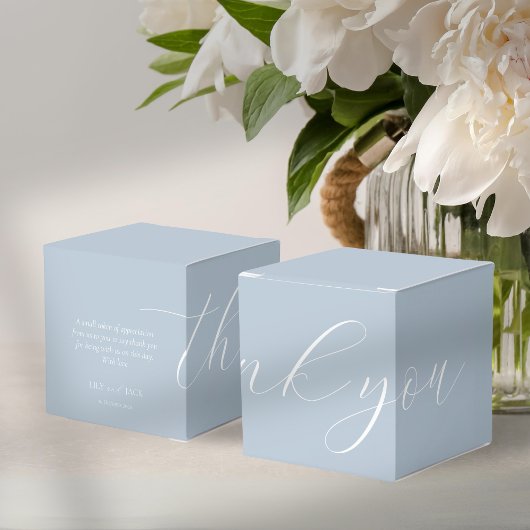 Chic Dusty Blue Script Wedding Vielen Dank für Ihr Geschenkschachtel