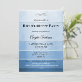 Chic Dusty Blue Striped Bachelorette Einladung (Stehend Vorderseite)