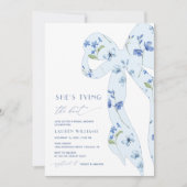 Chic Dusty Blue The Knot Foto Brautparty Einladung (Vorderseite)