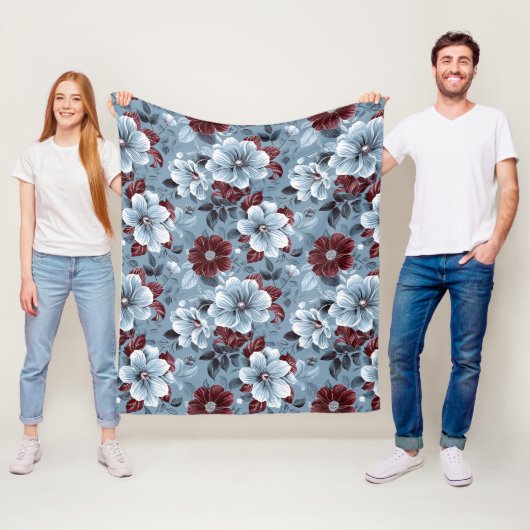 Chic Dusty Blue und Burgundy Blanket Fleecedecke (Beispiel)