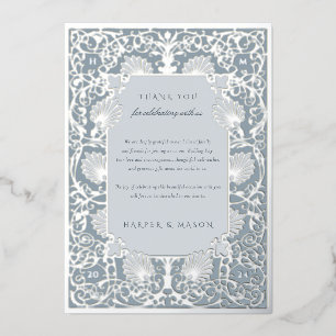 Chic Dusty Blue und Silberfolie Dankeschön Folieneinladung