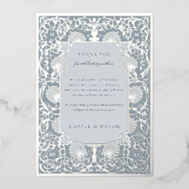 Chic Dusty Blue und Silver Foil Vielen Dank Folieneinladung