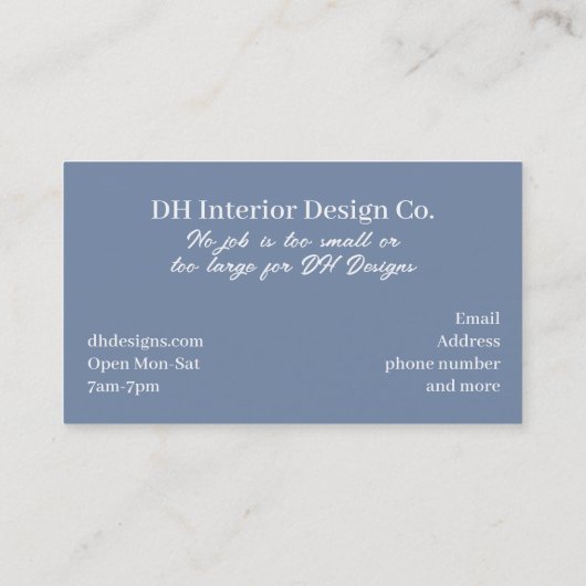 Chic Dusty Blue Visitenkarte (Rückseite)