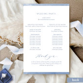 Chic Dusty Blue Watercolor Frame Wedding Program
