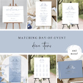 Chic Dusty Blue Watercolor Script Monogram Wedding Geschenkanhänger