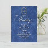 Chic Dusty Blue Wedding Einladung (Stehend Vorderseite)