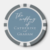 Chic Dusty Blue Wedding Personalisiert Pokerchips (Vorderseite)