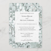 Chic Dusty Blue White Floral Wedding Einladung (Vorne/Hinten)
