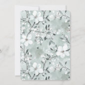 Chic Dusty Blue White Floral Wedding Einladung (Rückseite)