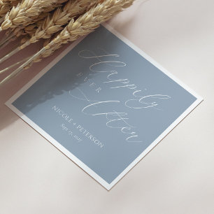 Chic Dusty Blue & White glücklich immer nach Hochz Serviette