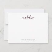 Chic Dusty Blush Pink mit schwarzem kalligrafische Mitteilungskarte (Vorderseite)