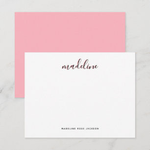 Chic Dusty Blush Pink mit schwarzem kalligrafische Mitteilungskarte