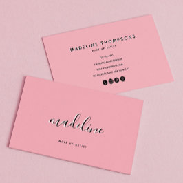 Chic Dusty Blush Pink mit schwarzem kalligrafische Visitenkarte