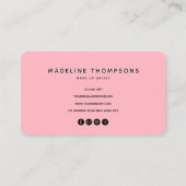 Chic Dusty Blush Pink mit schwarzem kalligrafische Visitenkarte (Rückseite)