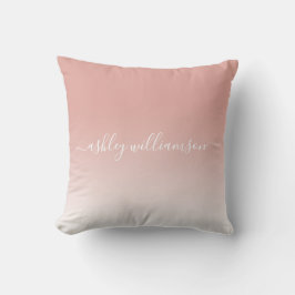 Chic Dusty Coral White Ombre Effect Monogram Name Kissen