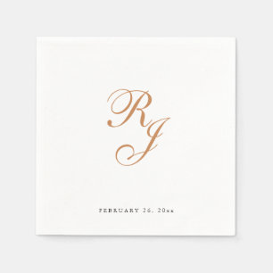 Chic Dusty Gold Monogram Wedding Napkins Serviette