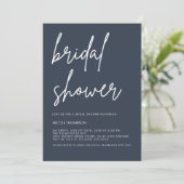Chic Dusty Navy Modern Bridal Shower Invitation Einladung (Stehend Vorderseite)
