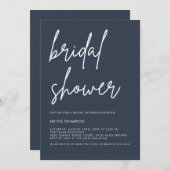 Chic Dusty Navy Modern Bridal Shower Invitation Einladung (Vorne/Hinten)