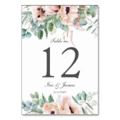 Chic Dusty Pink Blush Bloral Wedding Brautparty Tischnummer (Rückseite)