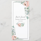 Chic Dusty Pink Blush Rose Poppy Floral Wedding Programm (Rückseite)