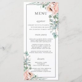 Chic Dusty Pink Blush Rose Poppy Floral Wedding Programm