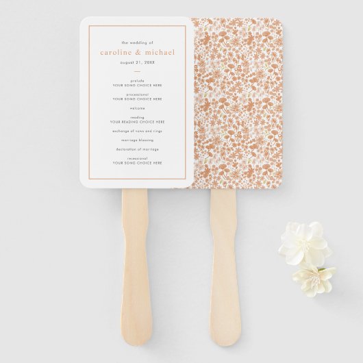 Chic Dusty Pink Ditzy Floral Wedding Program Fächer (Vorne und Hinten)