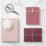 Chic Dusty Pink Eggplant Wine Solid Color Set von  Geschenkpapier Set<br><div class="desc">Schönes Set aus drei Packpapier-Blättern in einer eleganten Kombination von soliden staubigen Rosa-,  Auberginen- und Weintönen.</div>