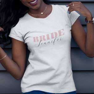 Chic Dusty Pink Fette Schrift Kalligrafie Braut Na T-Shirt