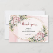 Chic Dusty Pink Floral Eucalyptus Wedding Thank U Dankeskarte (Vorderseite)