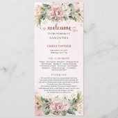 Chic Dusty Pink Florale Eukalyptus Hochzeitsprogra Programm (Vorderseite)