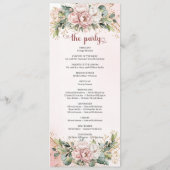 Chic Dusty Pink Florale Eukalyptus Hochzeitsprogra Programm (Rückseite)