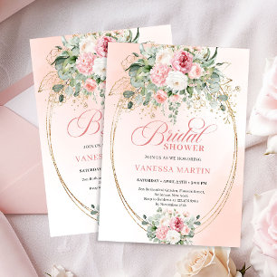 Chic Dusty Pink Florale Hochzeitsshower-Einladung Einladung