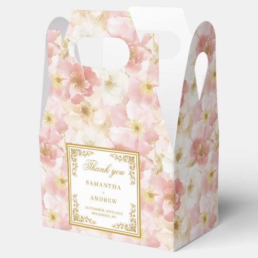 Chic Dusty Pink Gold Gastgeschenk Hochzeit Box Geschenkschachtel (Geöffnet)