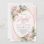 Chic Dusty Pink Greenery Bridal Shower Invitation Einladung (Vorderseite)