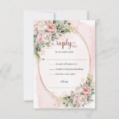 Chic Dusty Pink Greenery Wedding RSVP Card (Vorderseite)