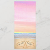 Chic Dusty Pink Lila 2-Herzen Beach Wedding Menükarte (Rückseite)