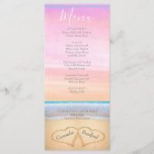 Chic Dusty Pink Lila 2-Herzen Beach Wedding Menükarte (Vorderseite)