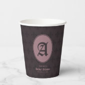 Chic Dusty Pink Monogram Fleur-de-Lis Pappbecher (Rückseite)