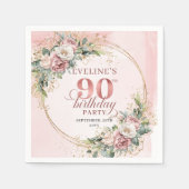 Chic Dusty Pink Rose Gold Boho 90th Birthday Party Serviette (Vorderseite)