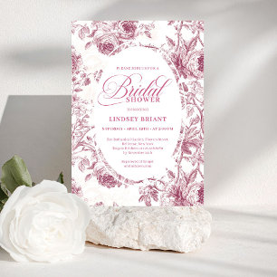 Chic Dusty Pink Toile Rosen Muster Brautparty  Einladung