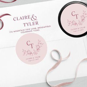 Chic Dusty Pink Wedding Umschlag Aufkleber / Gefal