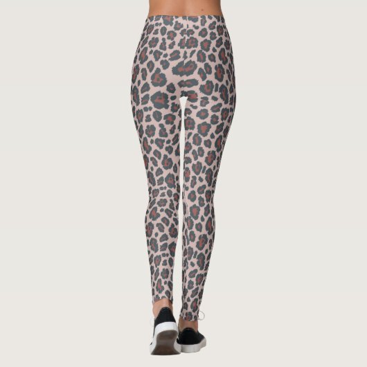 Chic Dusty Rosa Leopard Druckmuster Leggings (Rückseite)