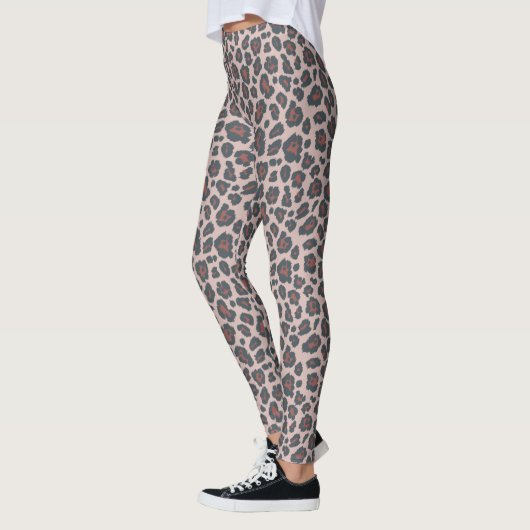 Chic Dusty Rosa Leopard Druckmuster Leggings (Links)
