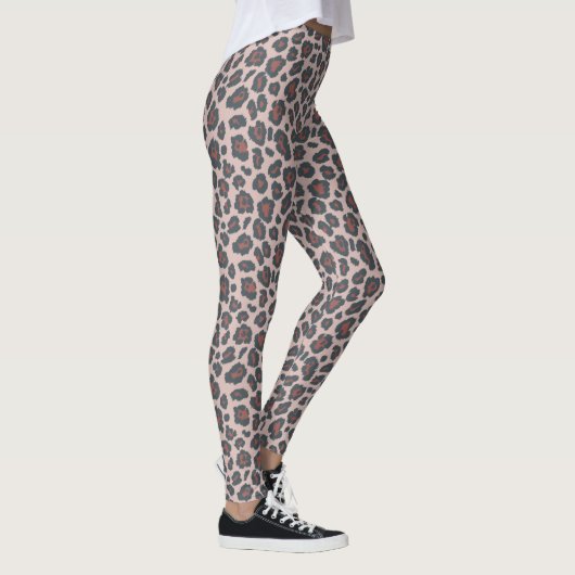 Chic Dusty Rosa Leopard Druckmuster Leggings (Rechts)