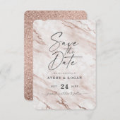 Chic Dusty rosa Marmor mit Details zum Thema Foil Save The Date (Vorne/Hinten)