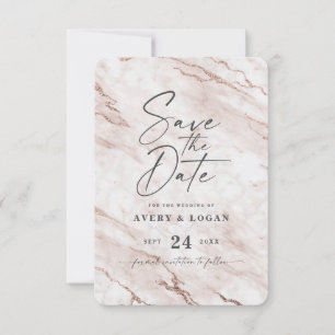 Chic Dusty rosa Marmor mit Details zum Thema Foil Save The Date
